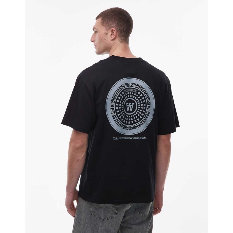 Double A By Wood Wood liam logo t-shirt in black