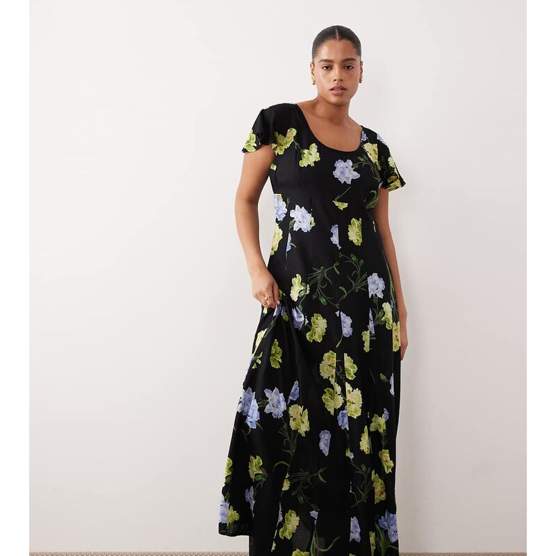 ASOS Curve ASOS DESIGN Curve scoop neck short sleeve maxi dress