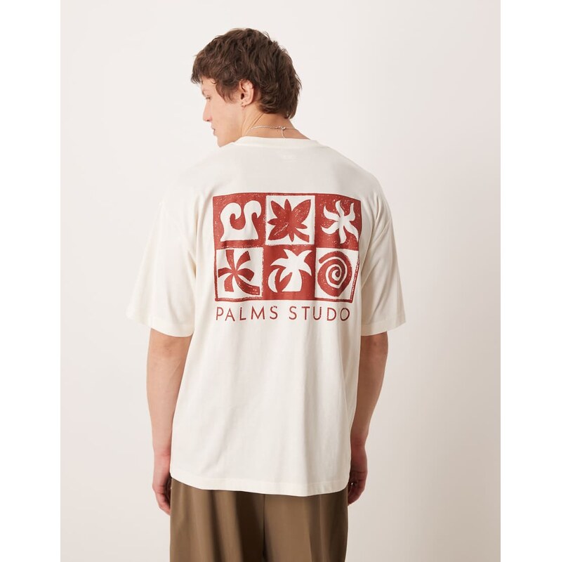 ASOS DESIGN oversized t-shirt with high summer print in off