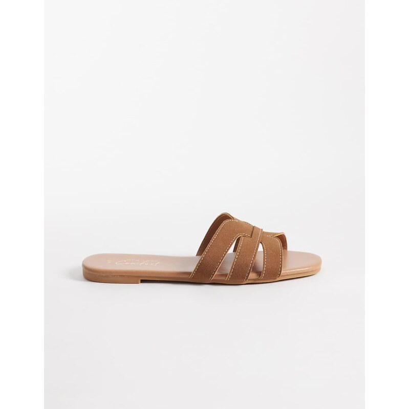 New Look cutout sandal in tan-Brown