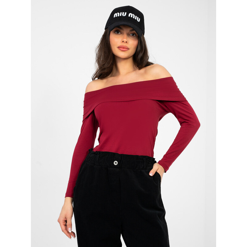 RUE PARIS Jednobarevná halenka burgundy