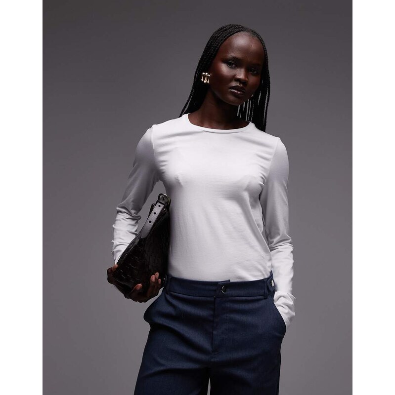 ARKET stretch long sleeve slim fit top in white