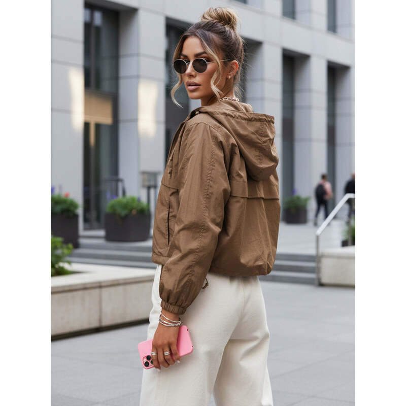 Dámská přechodná bunda hnědá Dstreet model 21974683 -