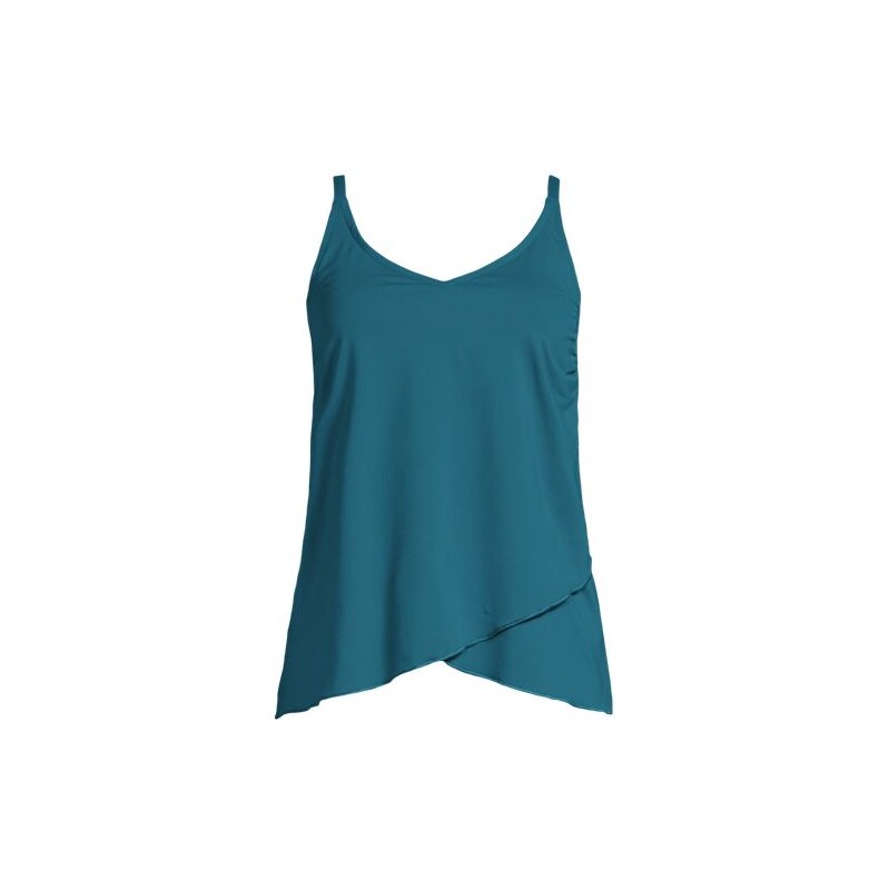 Tulip Hem Tankini Top, Women, size: 20-22, plus, Blue, Nylon-blend, by 115539941