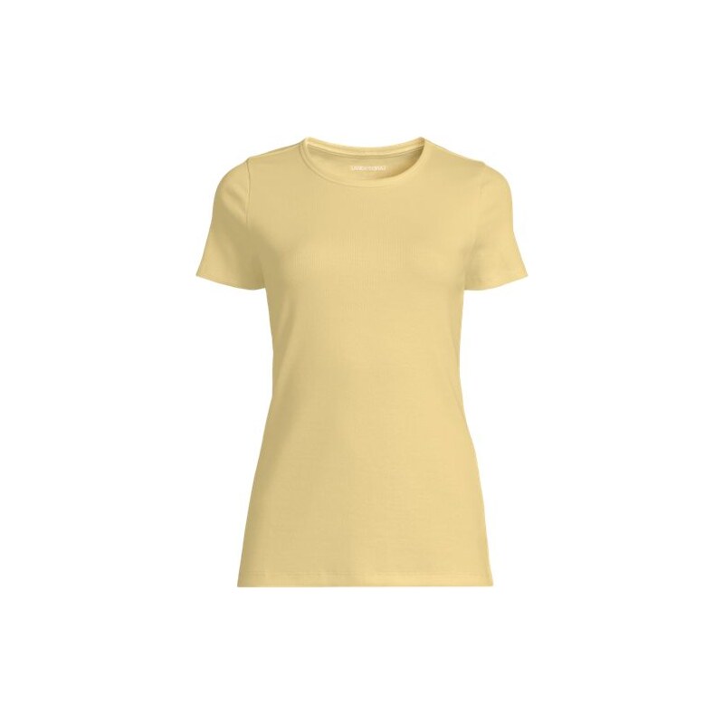 Micro Rib Crew Neck T-shirt, Women, size: 20-22, plus, Yellow, Cotton 115261413