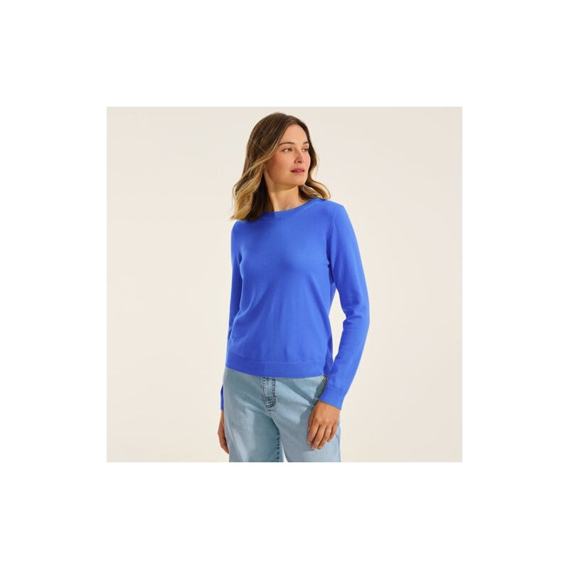 Merino Crew Neck Jumper, Women, size: M, petite, Blue, Wool, by