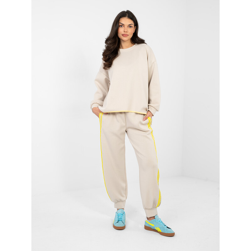 RUE PARIS Jasnobéžový dámský komplet s oversized mikinou