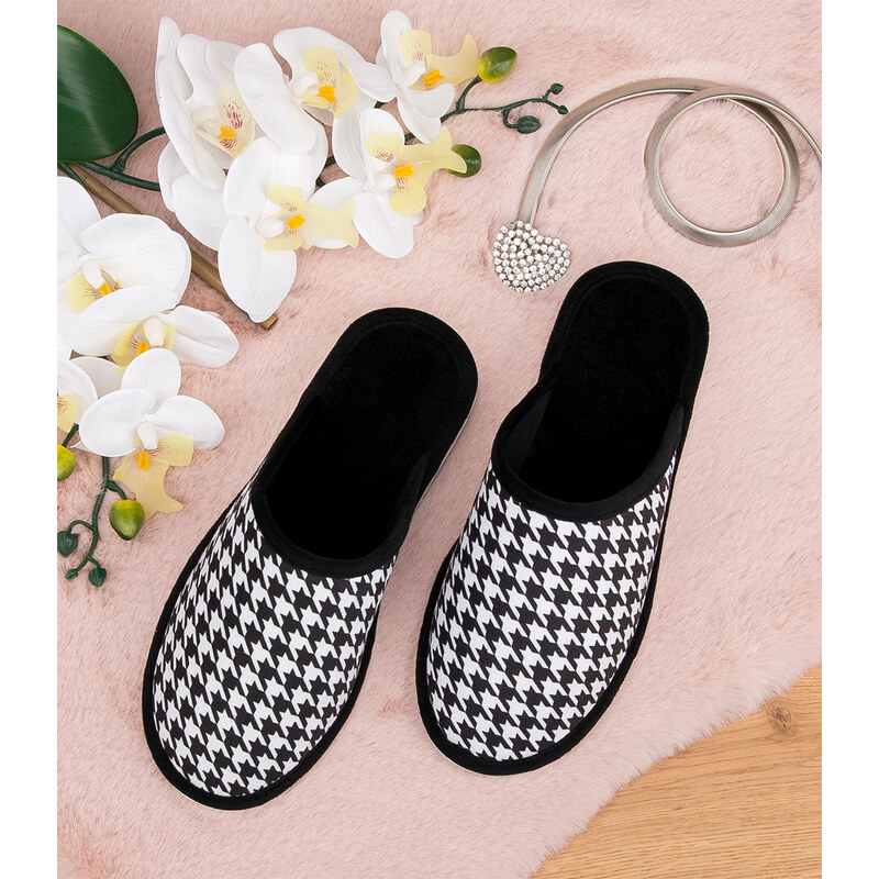 Dámské pantofle Natural Style NS-088 černo-bílé 113638066