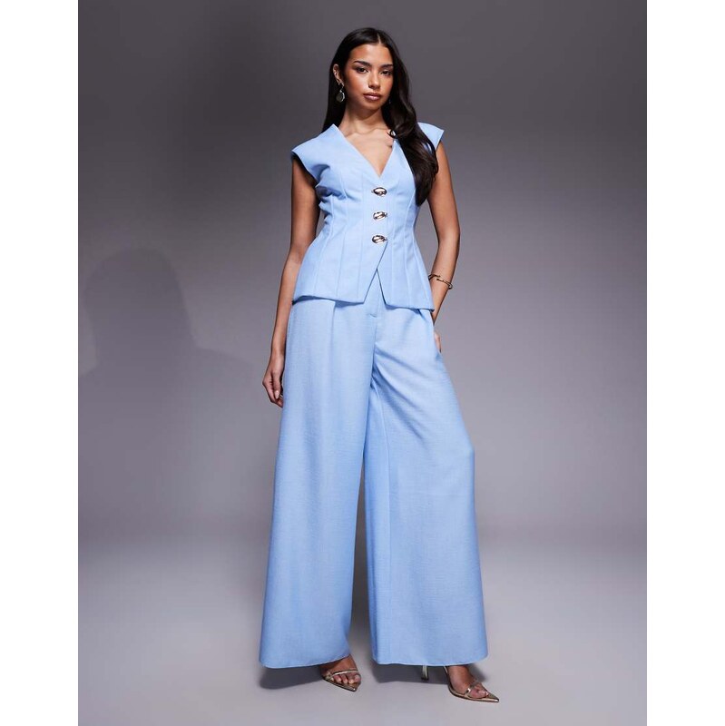ASOS LUXE co-ord trouser with linen in blue 113638457