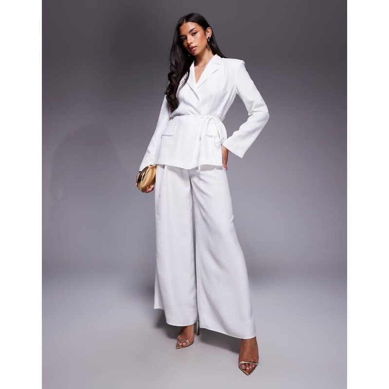 ASOS LUXE co-ord pleated summer trouser in white 113638460