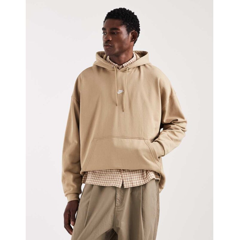 Nike Club French Terry oversized hoodie in beige-Neutral