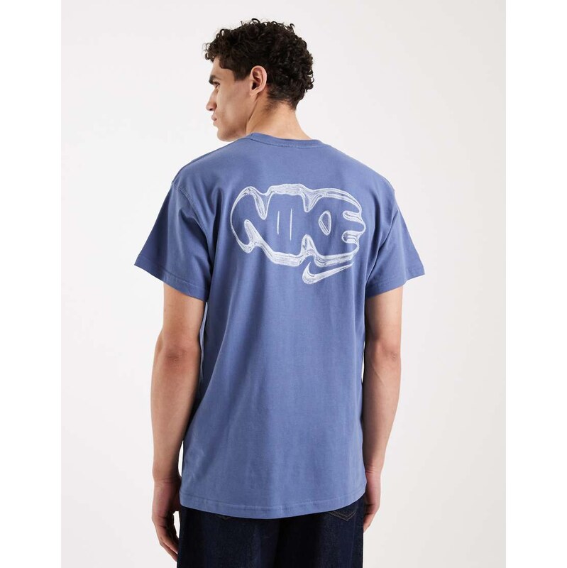 Nike bubble back print t-shirt in blue