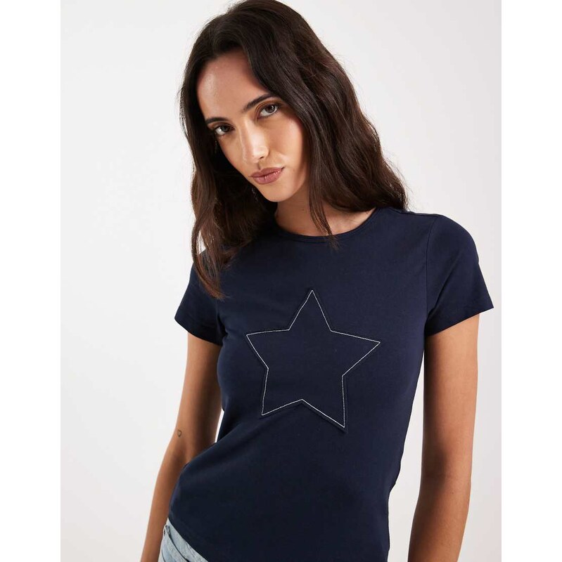 ONLY star print baby tee in navy