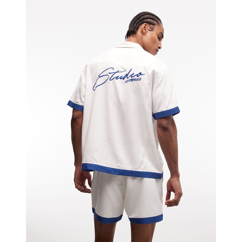 ASOS DESIGN co-ord relaxed revere shirt with chest and back