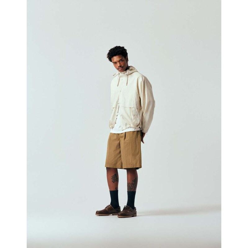 ASOS DESIGN long length jorts in tam techy fabric-Brown