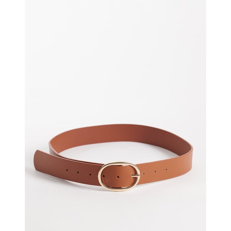 New Look leather look belt in tan-Brown