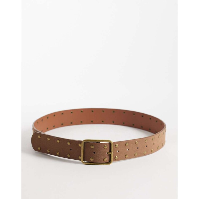 New Look studded belt in tan-Brown 113638593