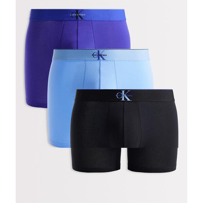 Calvin Klein Monogram Cotton 3 pack boxer briefs in black/blue