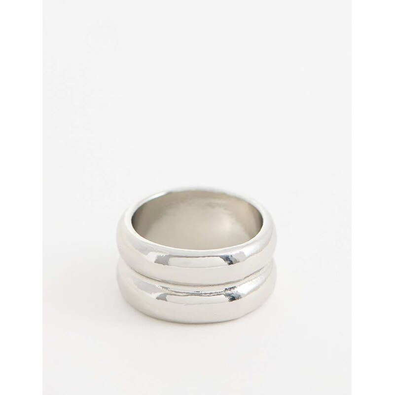 ASOS DESIGN ring with double band design in silver tone