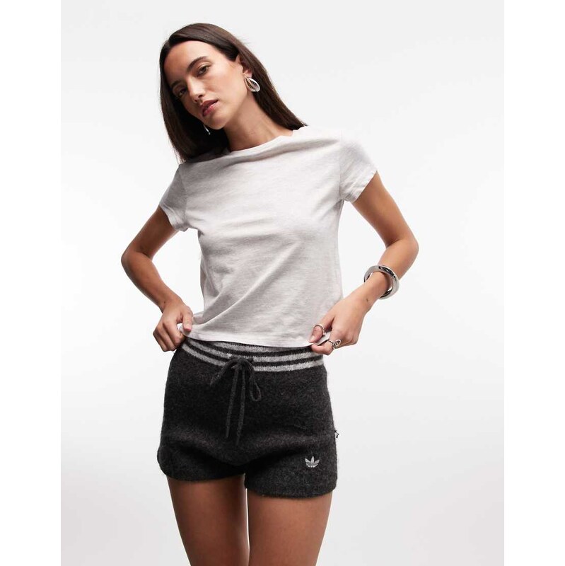 Monki t-shirt in grey melange-Black