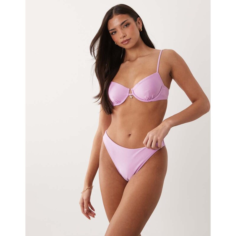 Abercrombie & Fitch mid rise bikini bottom co-ord in lilac-Purple 113638695