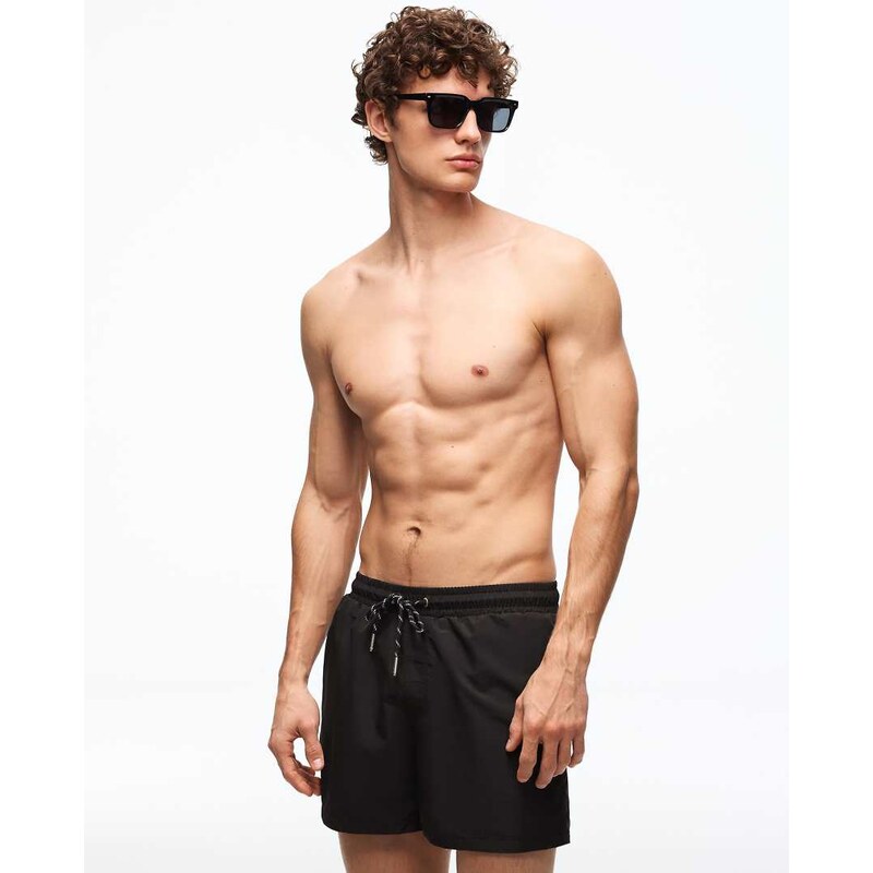 Bershka Basic swim shorts in black