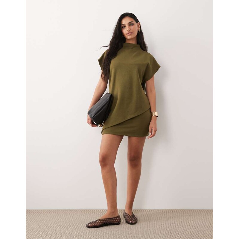 ASOS DESIGN supersoft sleeveless cape double layer mini dress in