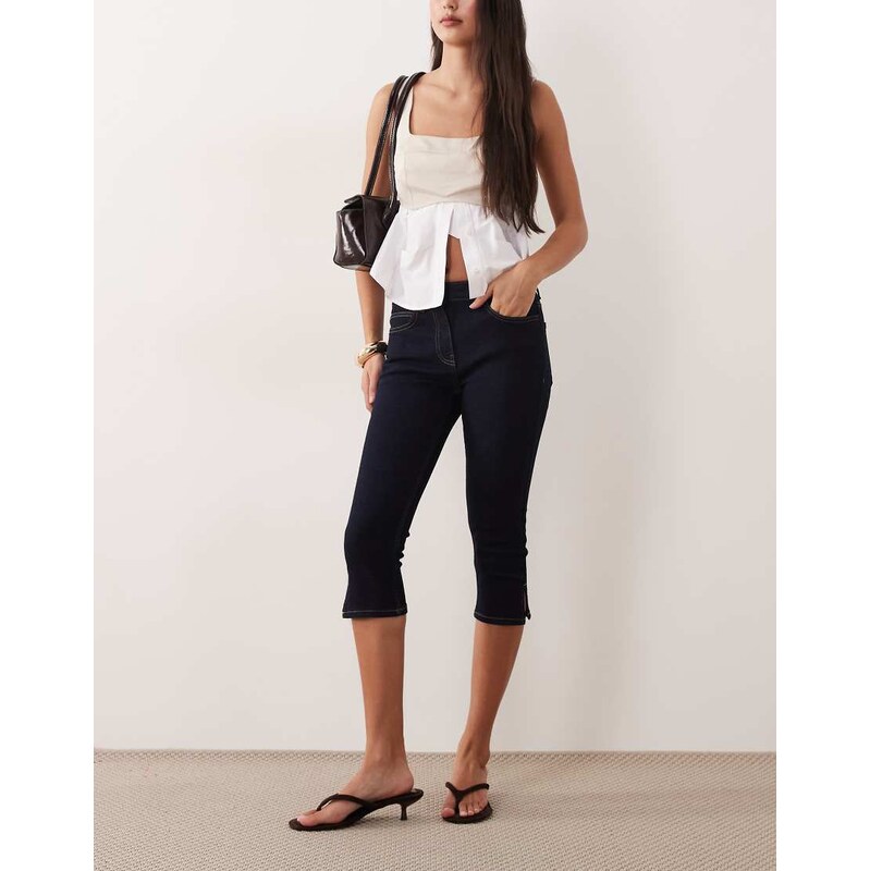 ASOS DESIGN denim super stretch clean capri in indigo-Blue