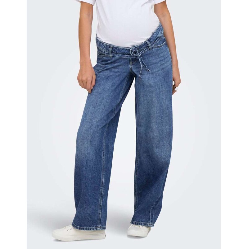 Only Maternity Straight fit jeans in medium blue denim