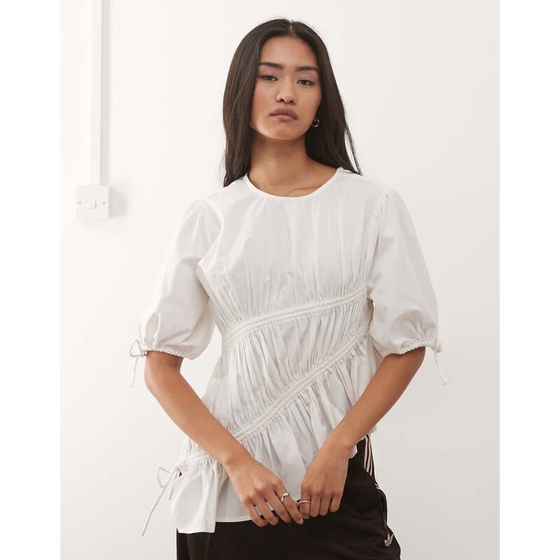 COLLUSION channel detail blouse in white