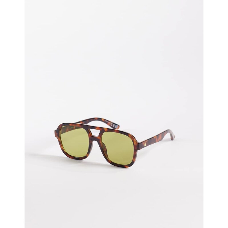 AIRE whirlpool aviator sunglasses in dark tort with green lens -
