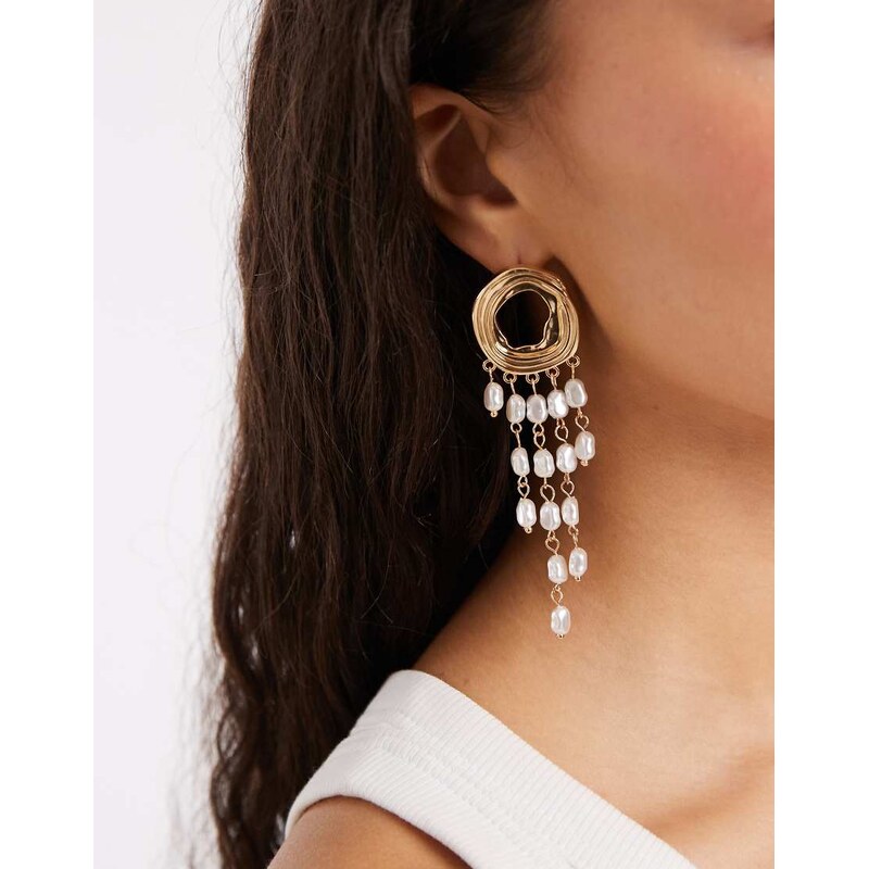 Accessorize whirlpool faux pearl tassel drop earrings in gold 114259935