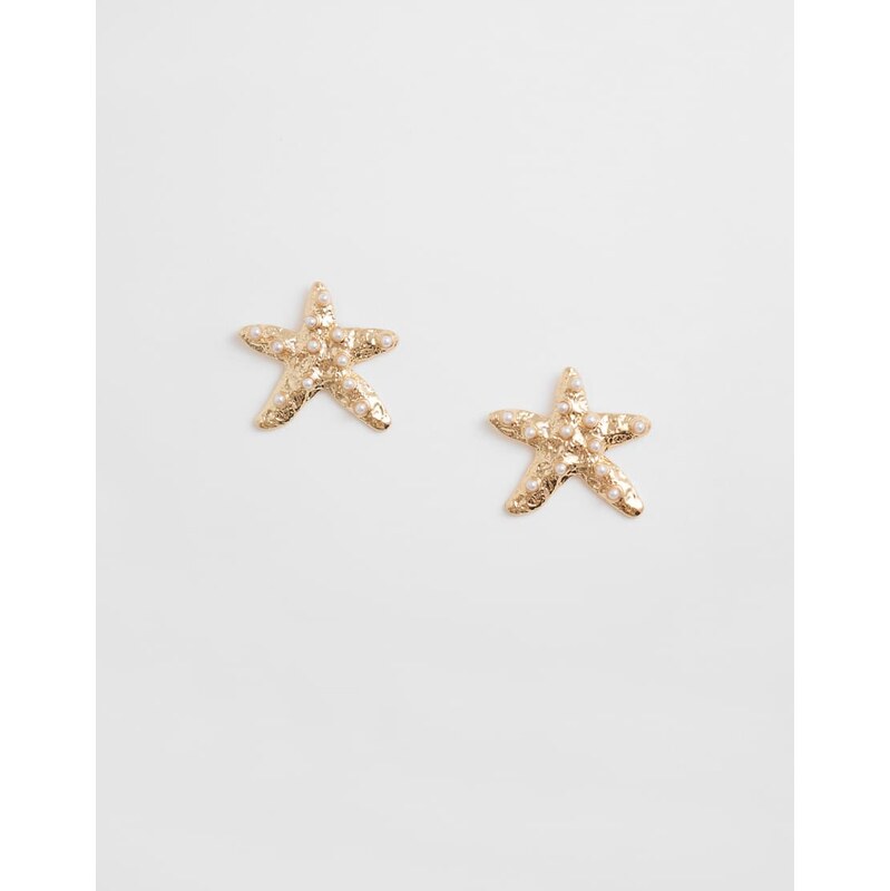 Accessorize textured faux pearl starfish stud earrings in gold