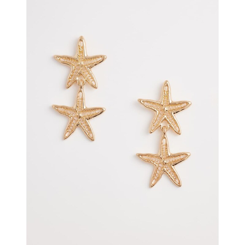 Accessorize starfish double drop earrings in gold 114403692