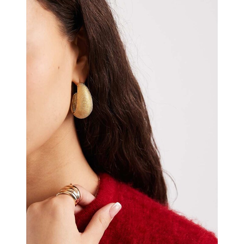 Accessorize textured large hoop earrings in gold 114403695