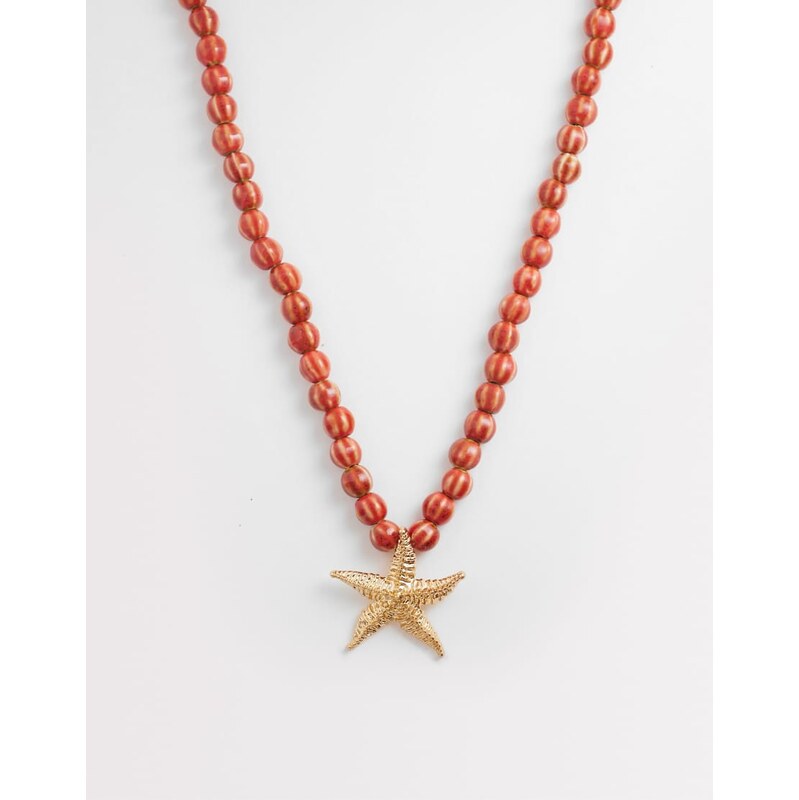 Accessorize chunky beaded starfish necklace in red 114281509