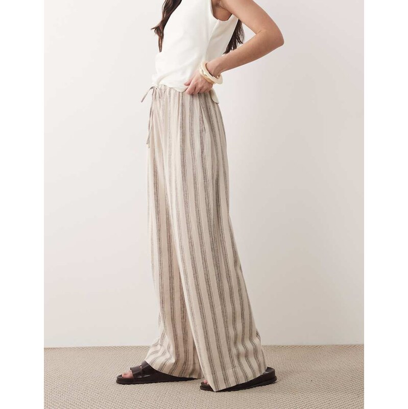 Abercrombie & Fitch tie waist linen blend pull on trousers in