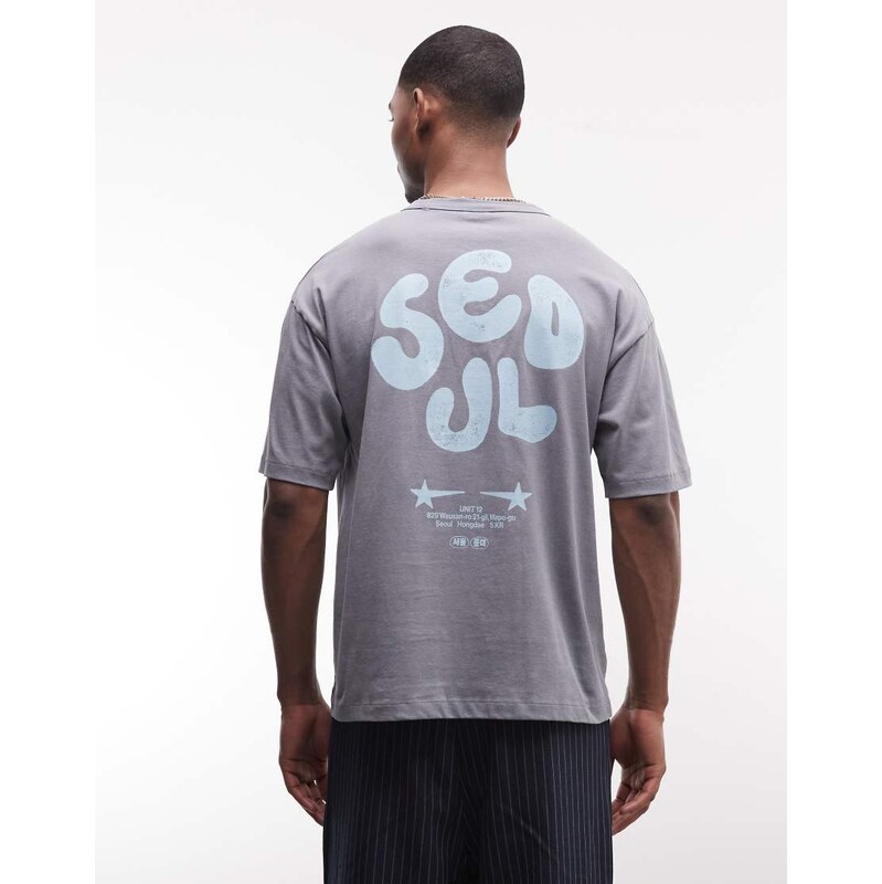 ASOS DESIGN heavyweight oversized t-shirt with Seoul graphic in