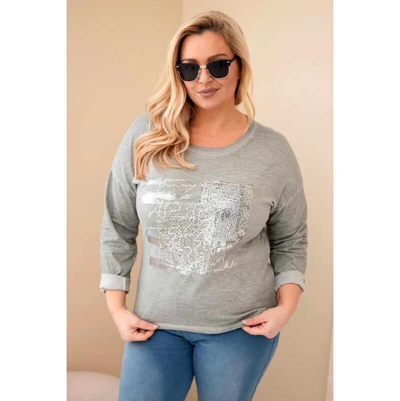 MladaModa Oversize halenka s potiskem a prodlouženou zadní částí