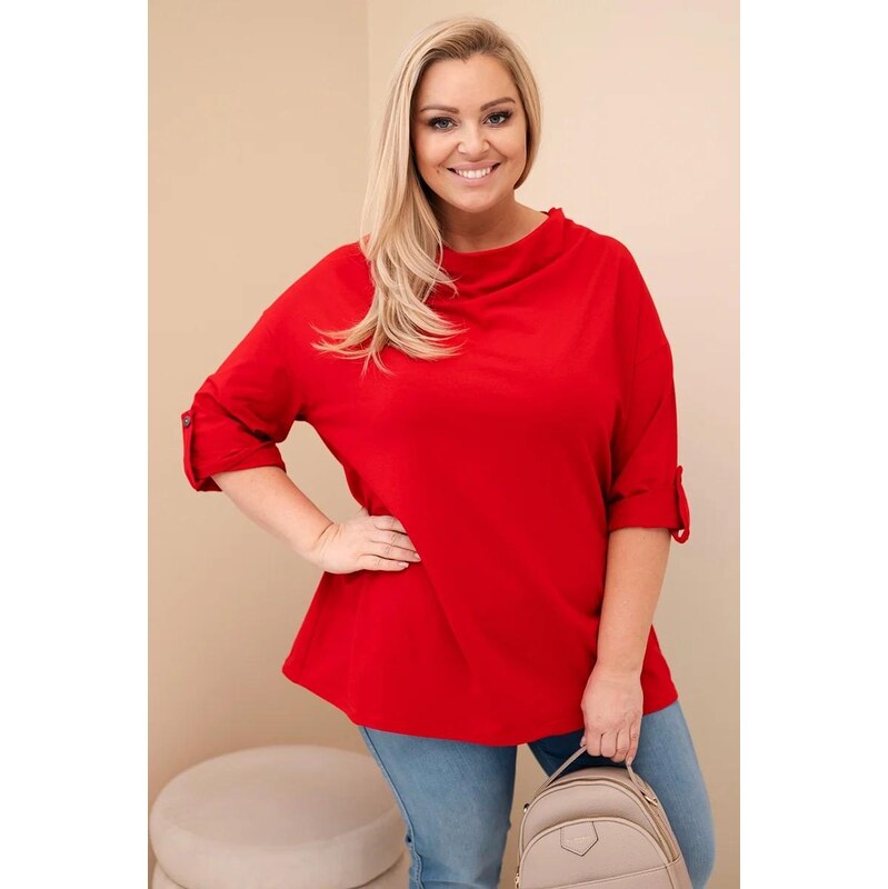 MladaModa Bavlněná oversize halenka s padavým výstřihem model