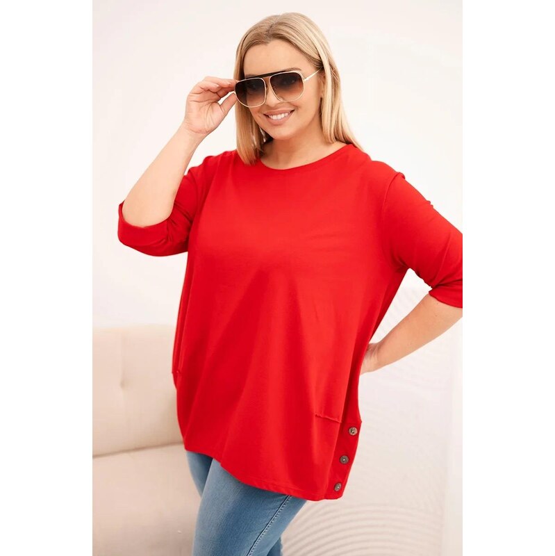 MladaModa Oversize halenka s ozdobnými knoflíky a ohrnutými