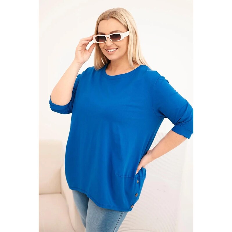 MladaModa Oversize halenka s ozdobnými knoflíky a ohrnutými