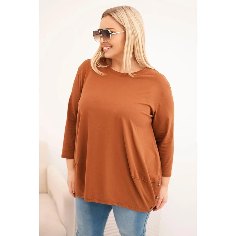 MladaModa Oversize halenka s ozdobnými knoflíky a ohrnutými