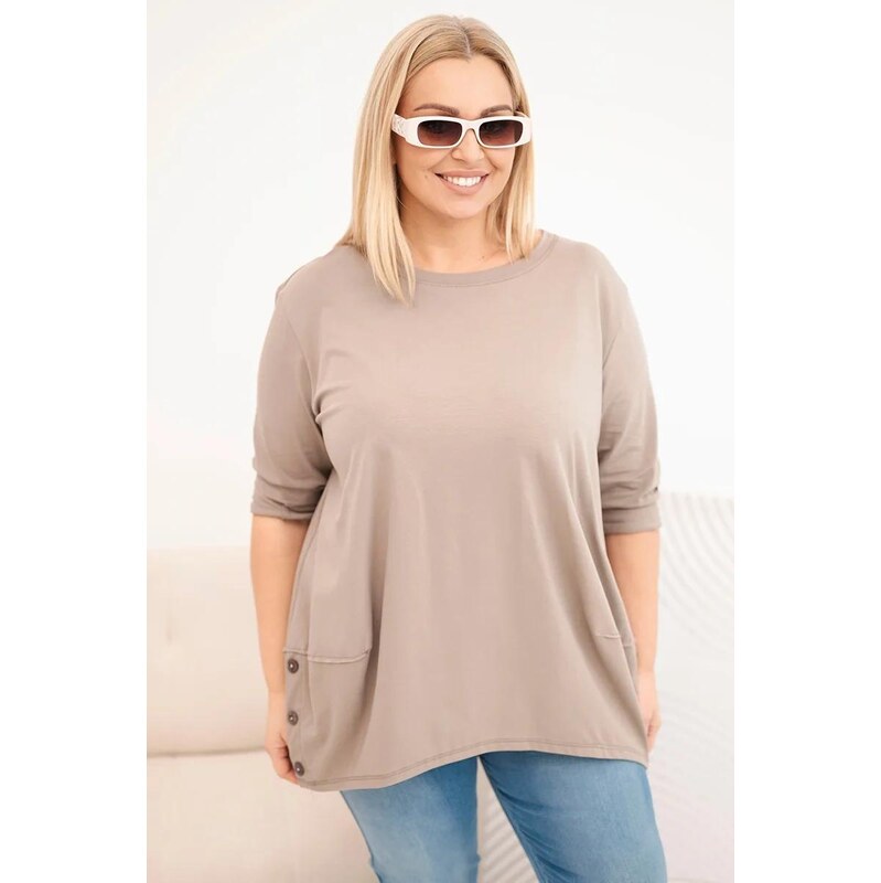 MladaModa Oversize halenka s ozdobnými knoflíky a ohrnutými