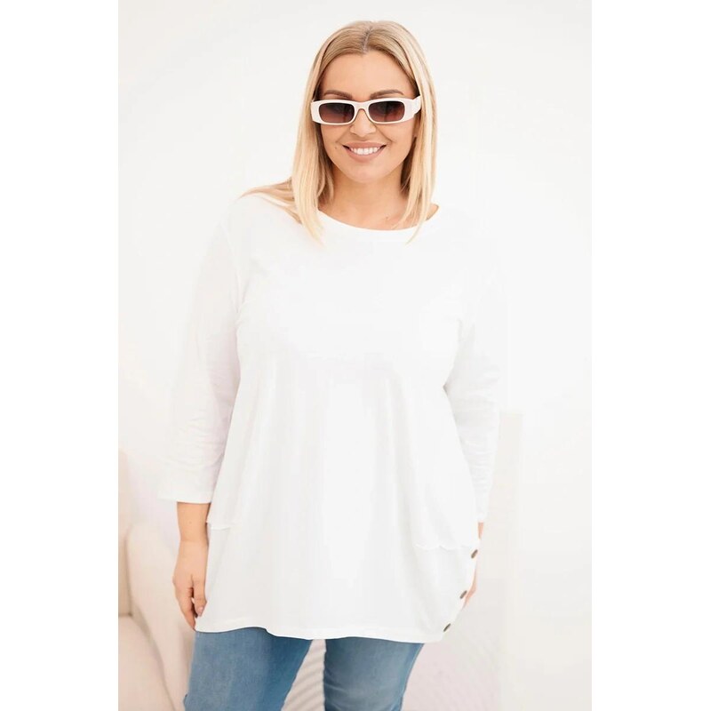 MladaModa Oversize halenka s ozdobnými knoflíky a ohrnutými