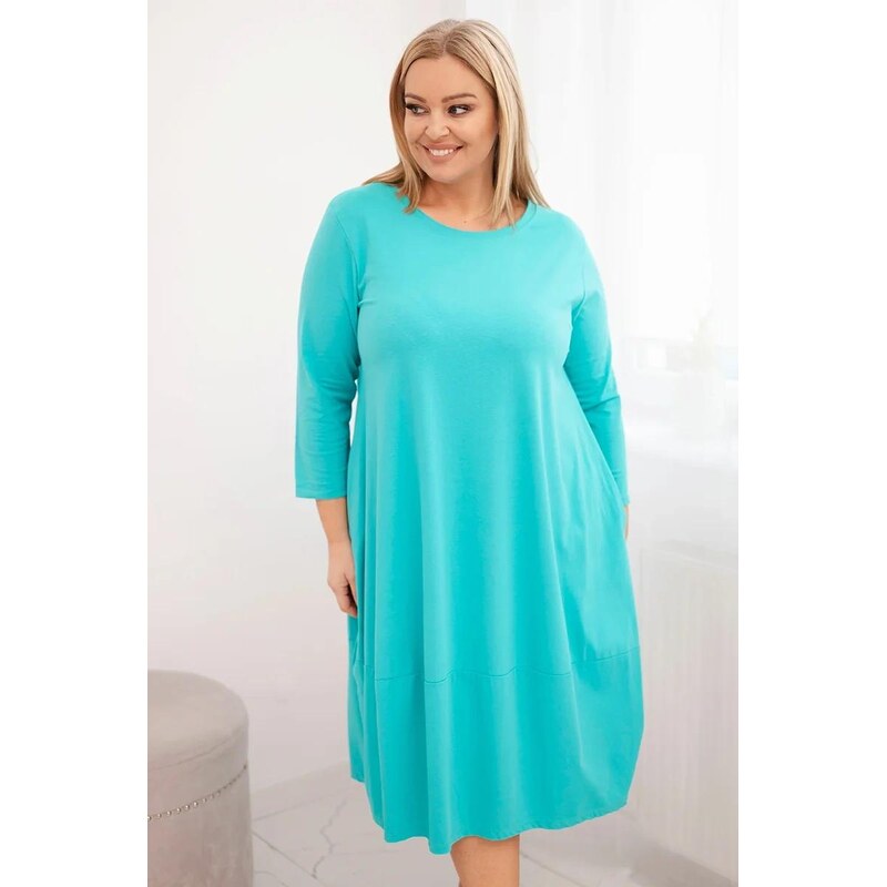 MladaModa Bavlněné oversize šaty s ohrnutými rukávy a kapsami model 115714784