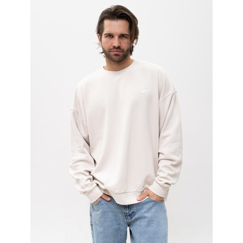 Pánská oversize mikina bez kapuce Nike Club Fleece v béžové