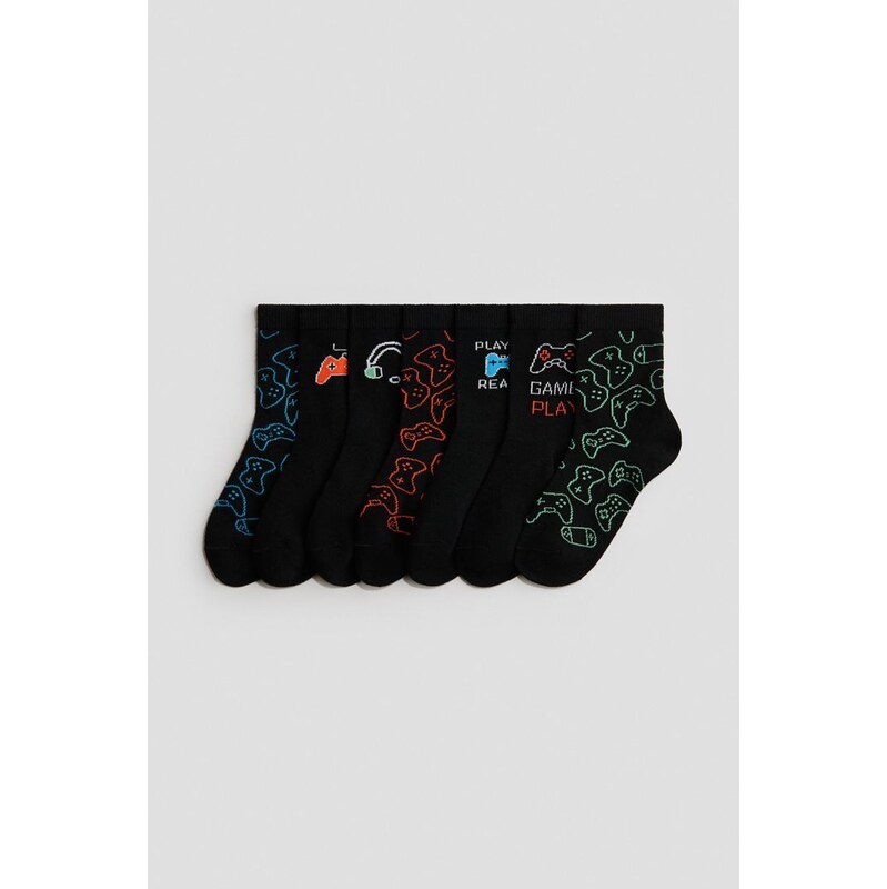 H&M - Ponožky 7 párů - Černá/Gaming
