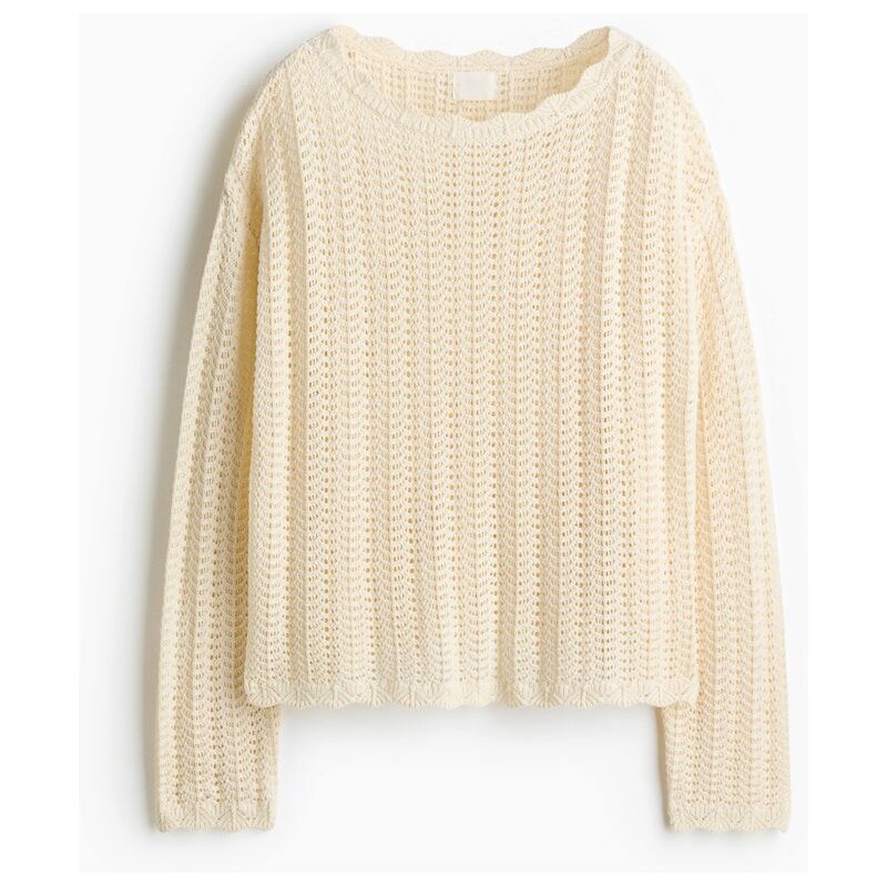 H&M - Svetr z ažurového úpletu - Světle Béžová
