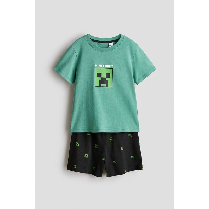 H&M - Bavlněné pyžamos potiskem - Zelená/Minecraft